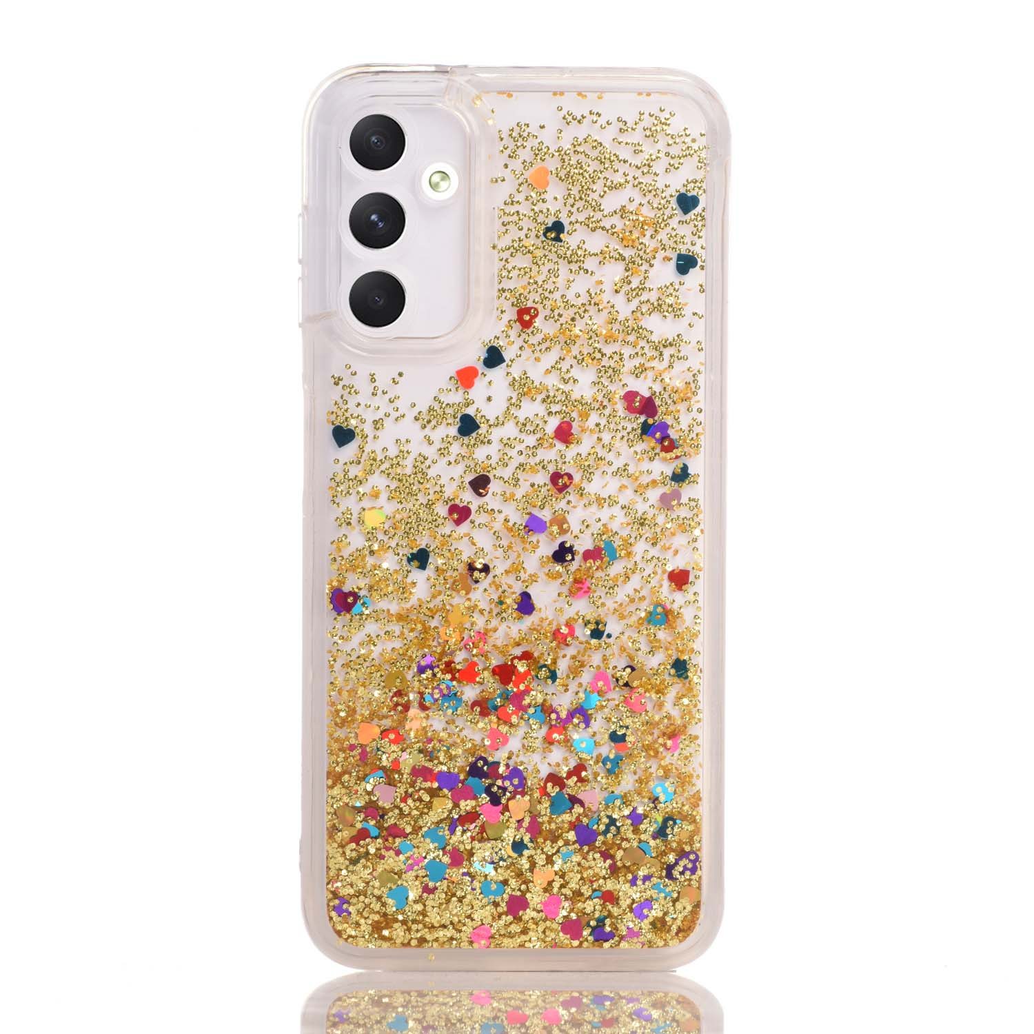 Maskica za Samsung Galaxy A35 "Rain Of Glitter" - srce - Zlatna #2 Maskica za Samsung Galaxy A35 "Rain Of Glitter" - srce - Zlatna #2