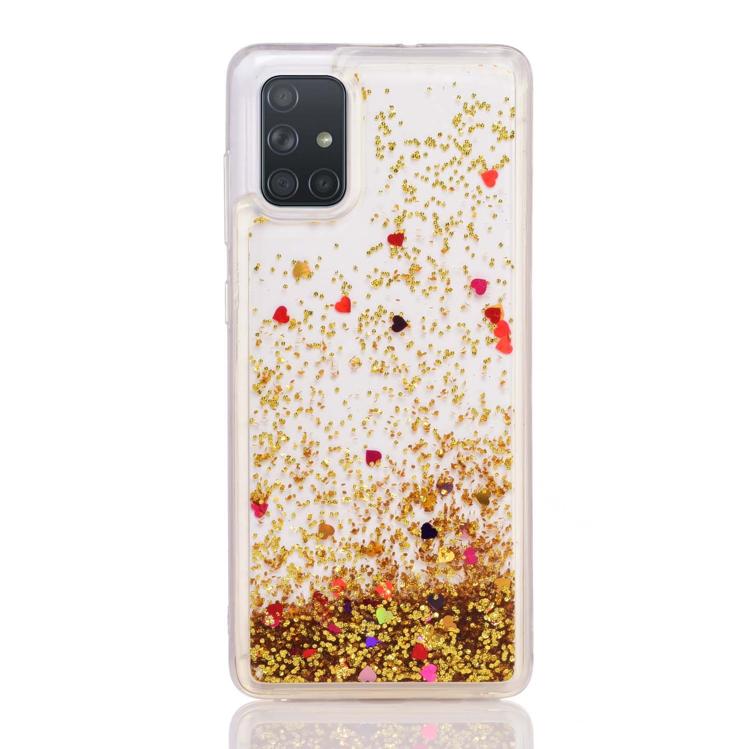 Maskica za Samsung Galaxy A31 "Rain Of Glitter" - srce - Zlatna #2