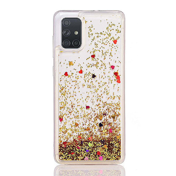 Maskica za Samsung Galaxy A31 "Rain Of Glitter" - srce - Zlatna #2