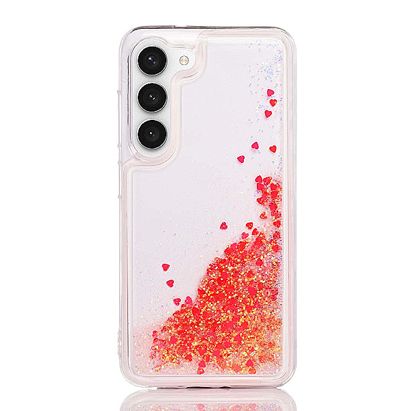 Maskica za Samsung Galaxy S23  "Rain Of Glitter" - srce - Narančasta #1