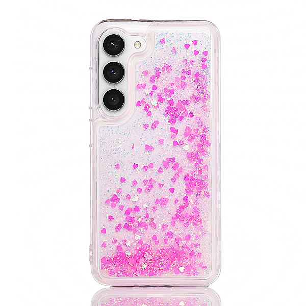 Maskica za Samsung Galaxy S22  "Rain Of Glitter" - srce - Pink #1