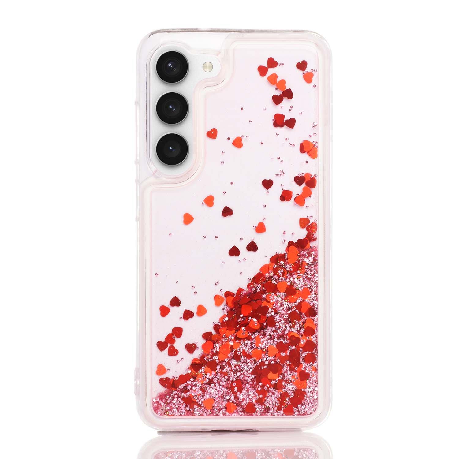 Maskica za Samsung Galaxy S23 "Rain Of Glitter" - srce - Roza #2 Maskica za Samsung Galaxy S23 "Rain Of Glitter" - srce - Roza #2