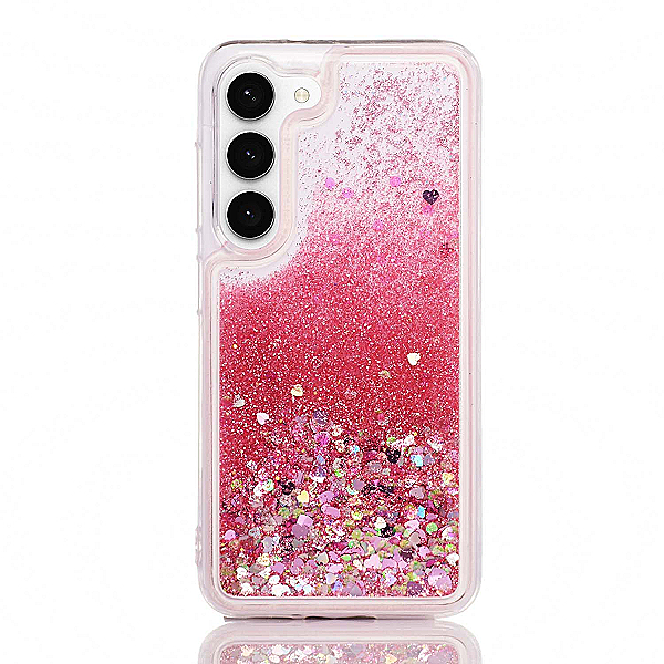 Maskica za Samsung Galaxy S23  "Rain Of Glitter" - srce - Roza #1